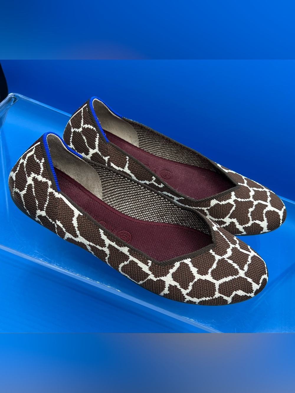 Rothy's Brown and White Giraffe-Print Flats